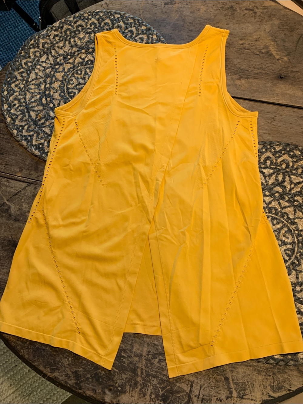 Athleta Foothill Sleeveless Eyelet Detail Tank Top - Mustard Yellow Gold - Picture 5 of 8